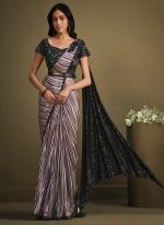 Crepe Silk Lavender Party Wear Sequins Work Ready To Wear Saree